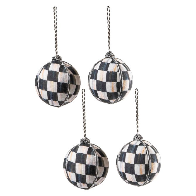 Courtly Check Large Ball Ornaments, Set of 4