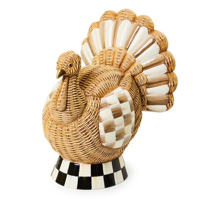 Autumnology Check Basket Weave Turkey Figurine