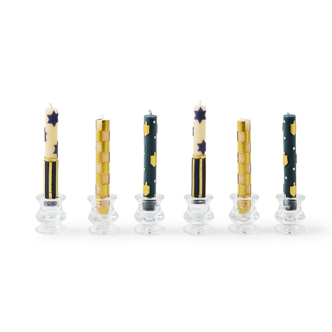 Judaica Mini Dinner Candles, Set of 6