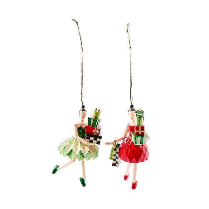 Check It Out Shopper Lady Ornaments, Set of 2