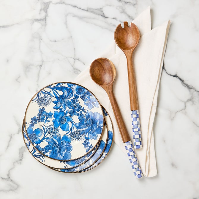 Royal Check Wood Salad Servers