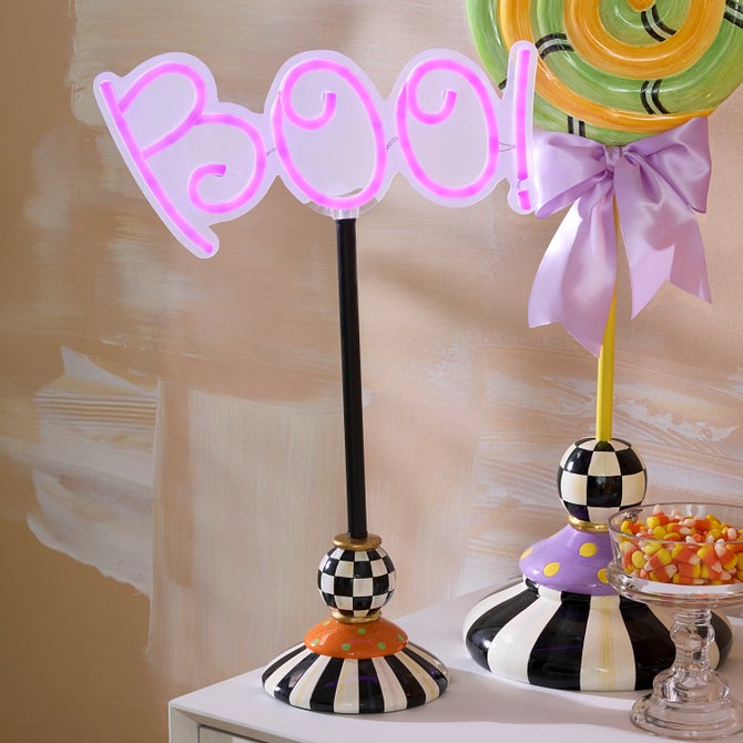 Pedestal Illuminated Neon Boo Sign