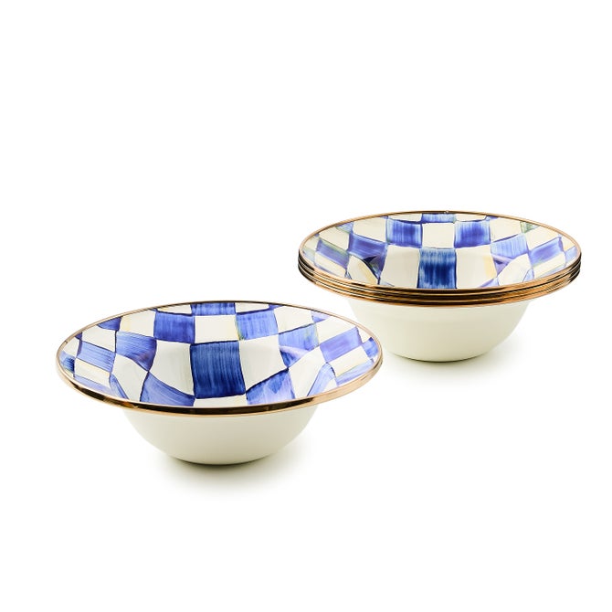 Royal Check Breakfast Bowls, Set of 4