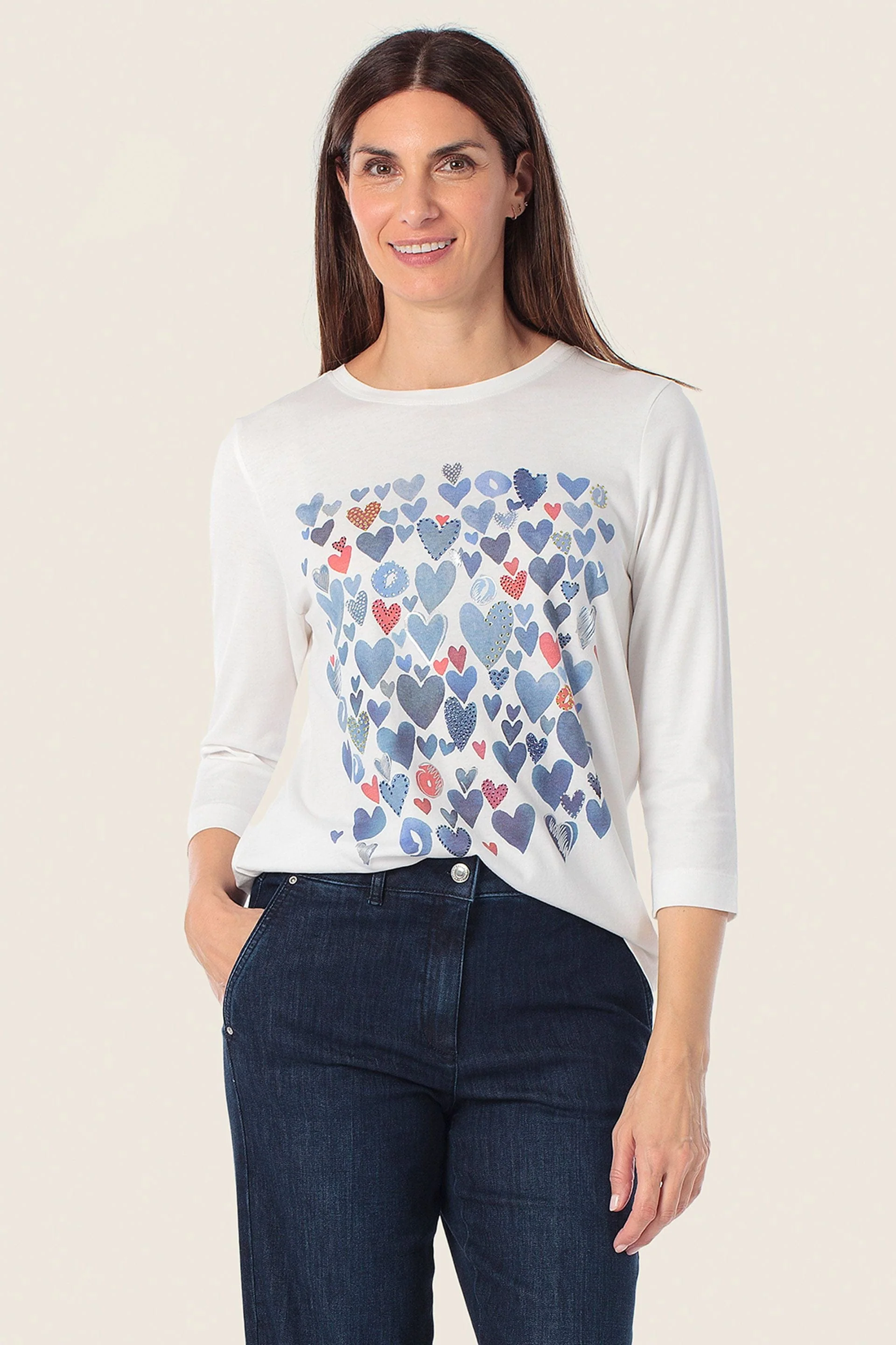 T-Shirt mit Herzmuster