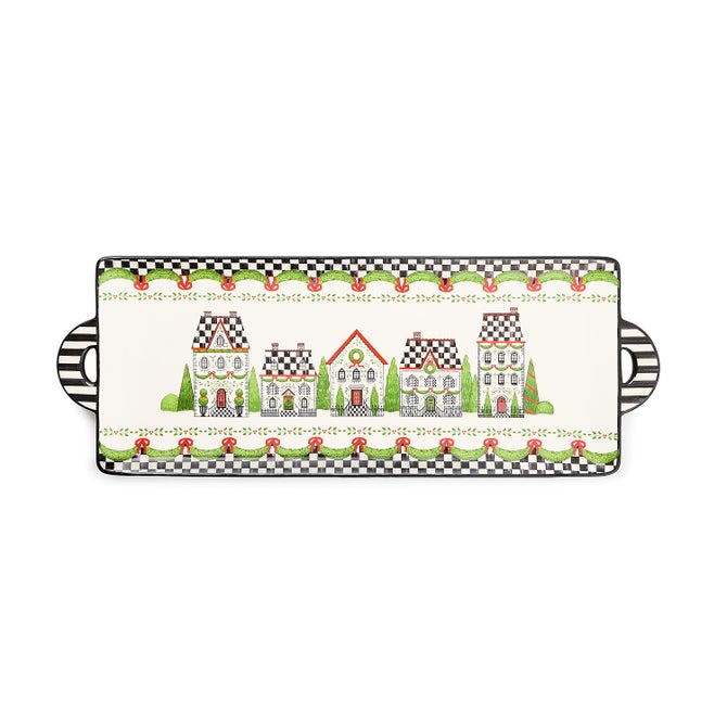 Holly Village Ceramic Rectangular Platter
