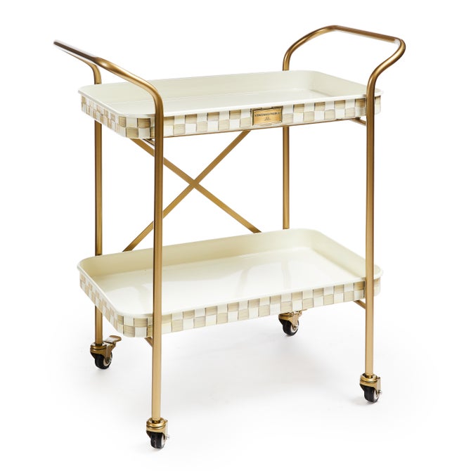 Mocha Check 2-Tier Kitchen Cart