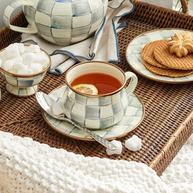 Enamel Teacup & Saucer