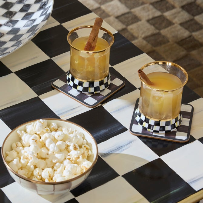 Courtly Checked Cork Back Coasters, Set of 4