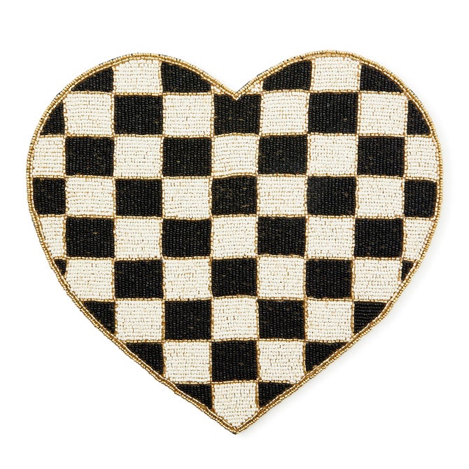 Black and White Check Heart Shaped Placemat