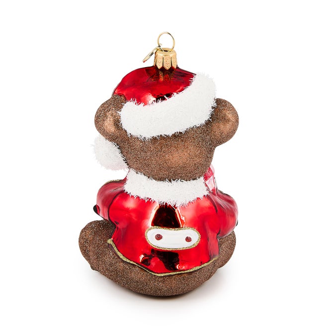 Check It Out Teddy Bear Glass Ornament