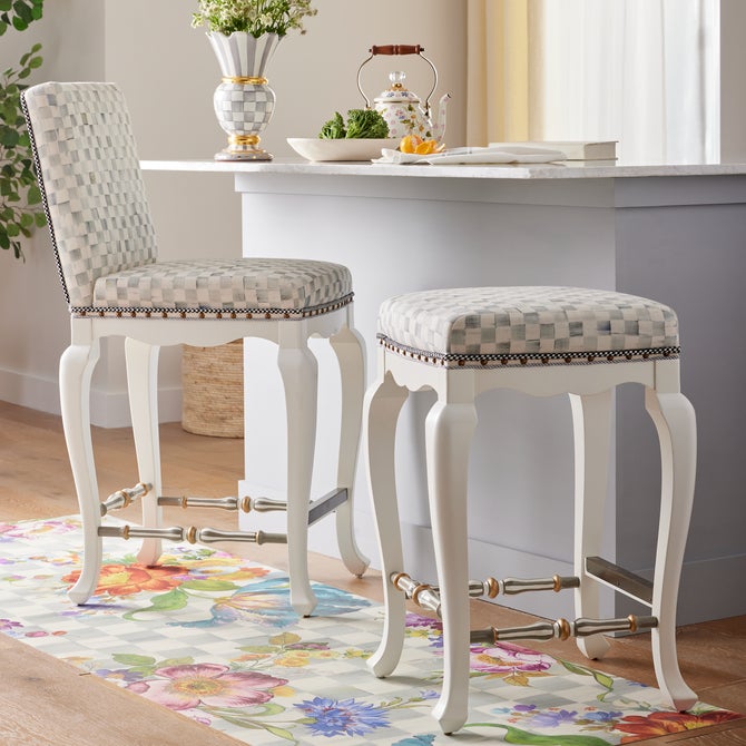 Sterling Check Counter Stool with Back