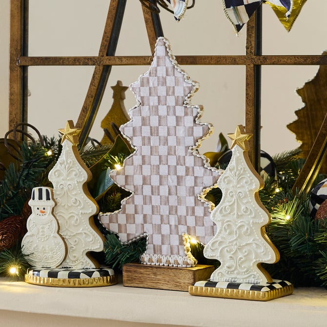 Mocha Check Forest Trees, Set of 2