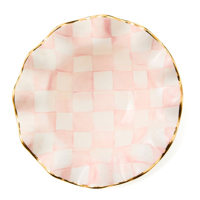 Rosy Check Ceramic Fluted Breakfast Bowl