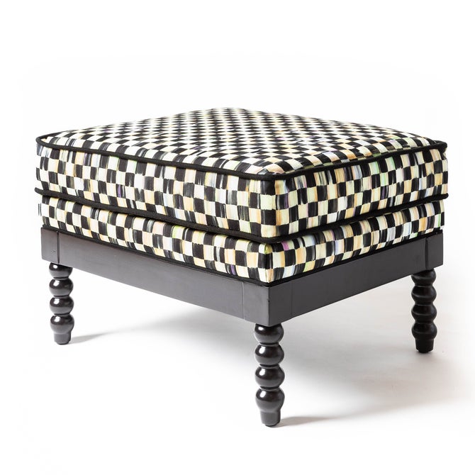Spindle Check Outdoor Ottoman