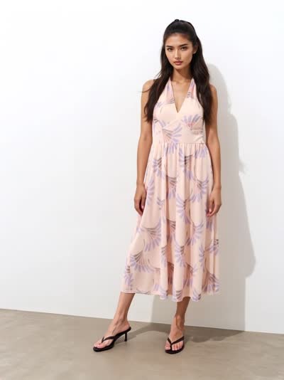 Sukienka midi z wiązaniem na szyi