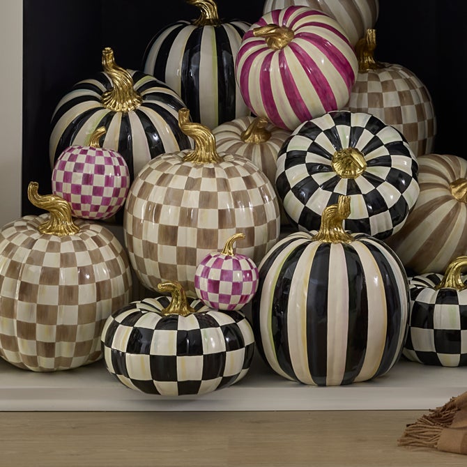 Plum Check Mini Pumpkin
