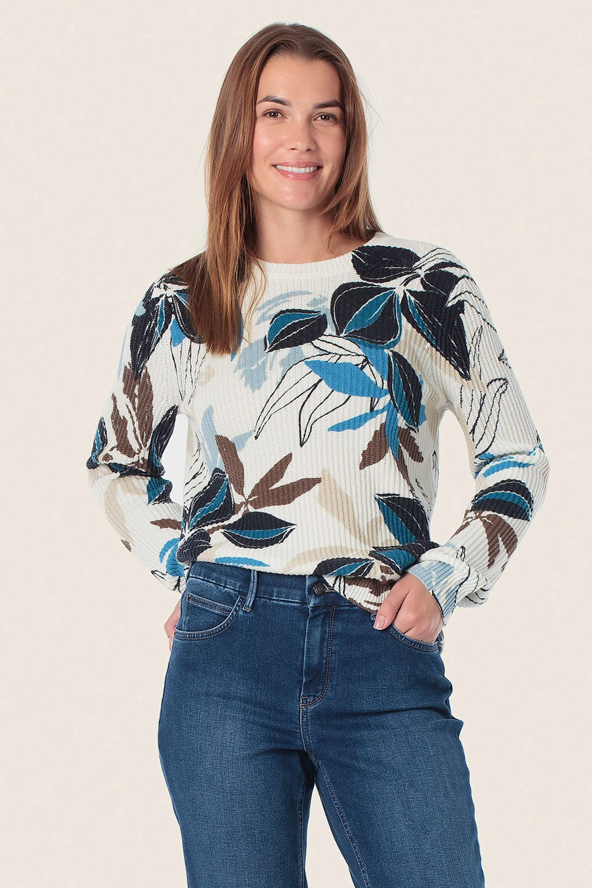 Baumwoll Pullover abstrakter Druck