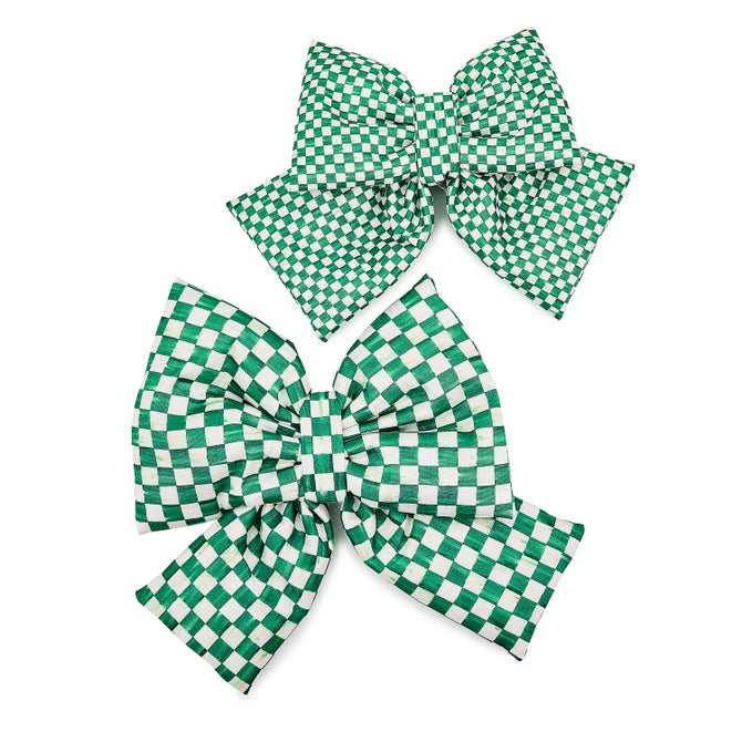 Green Check Medium Bow