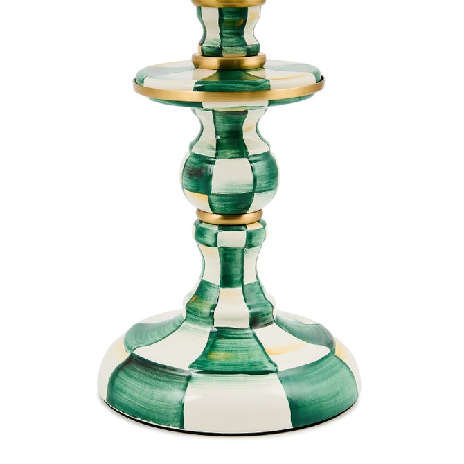 Emerald Check Candlestick Lamp
