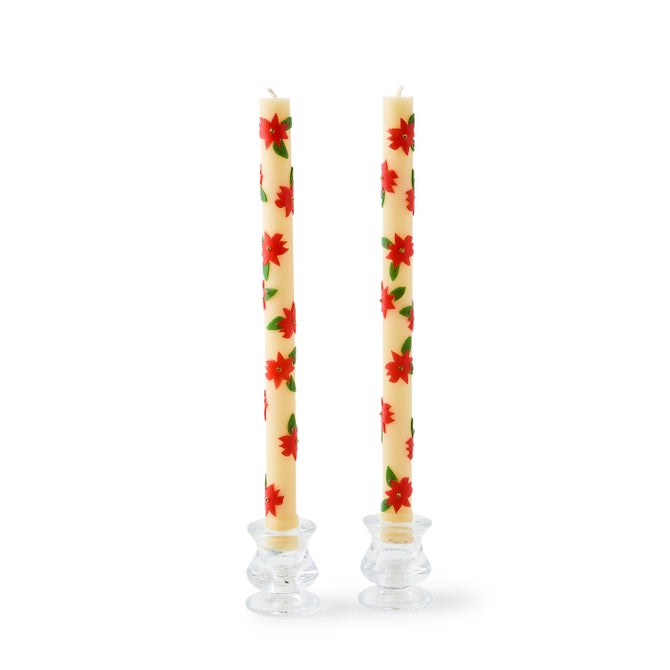 Poinsettia Dinner Candles, Set of 2