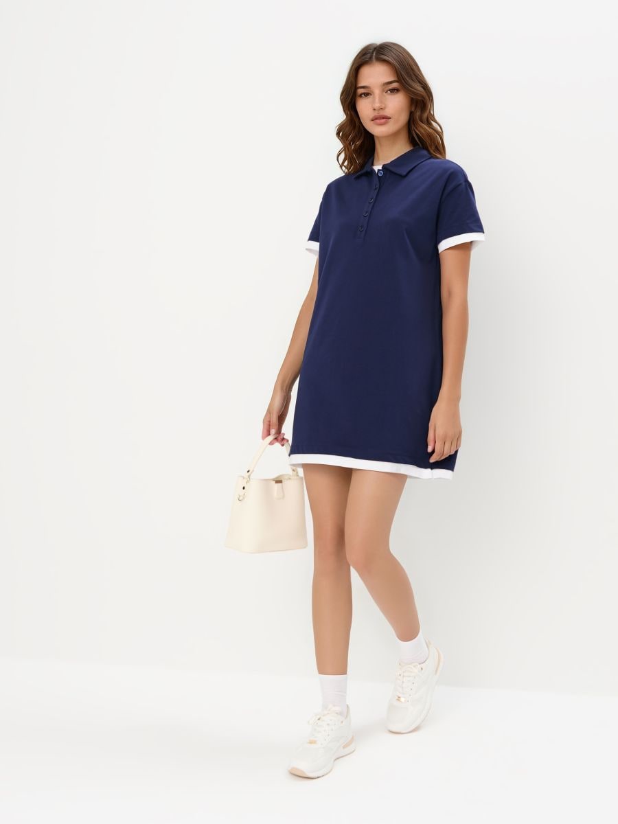 Sukienka mini z kołnierzykiem polo