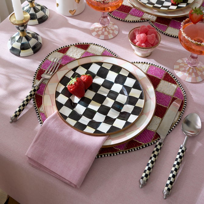 Beaded Check Heart Shaped Placemat