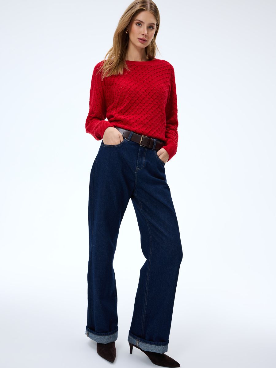 Bawełniany czerwony sweter