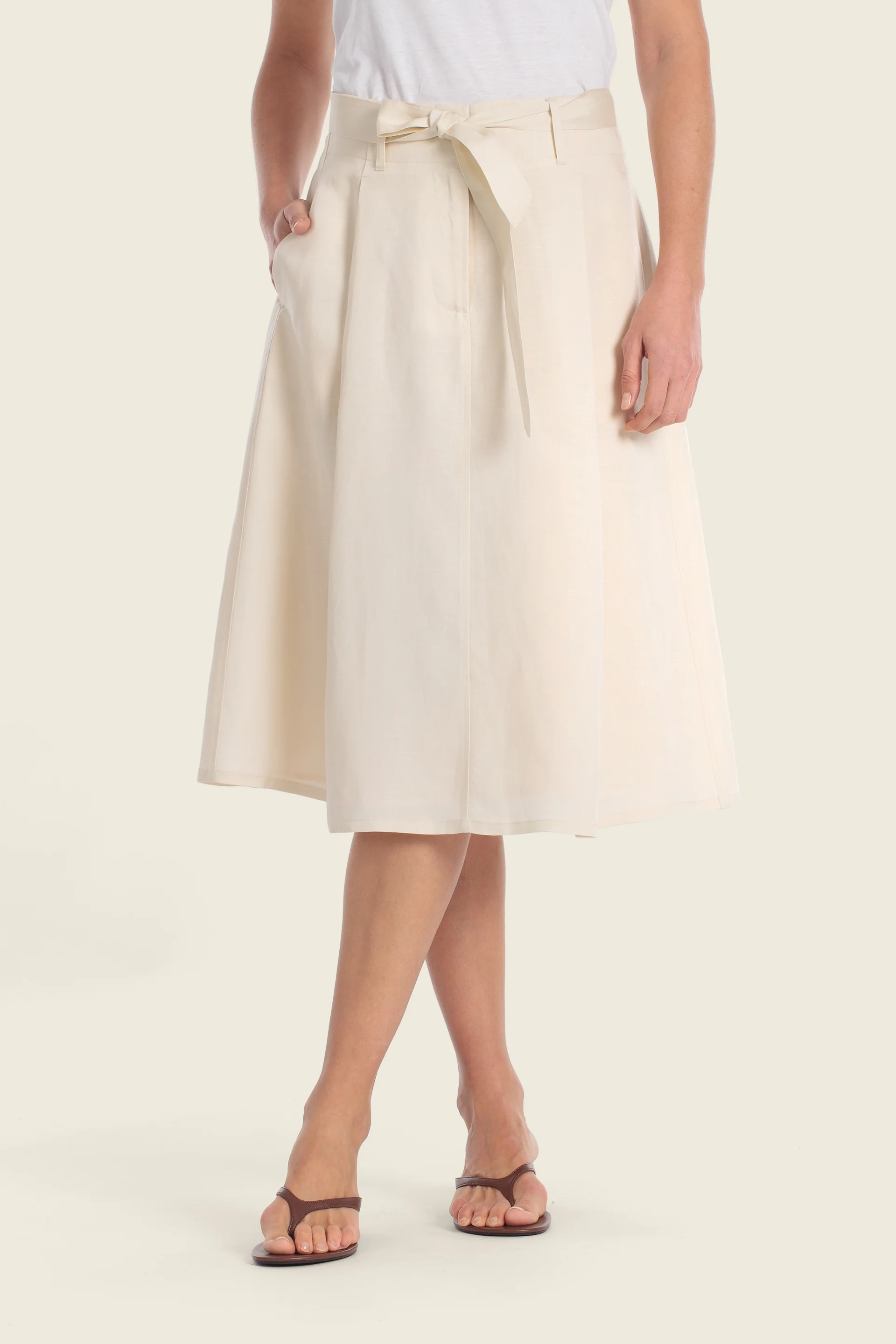 Tencel-Leinenrock mit Gürtel