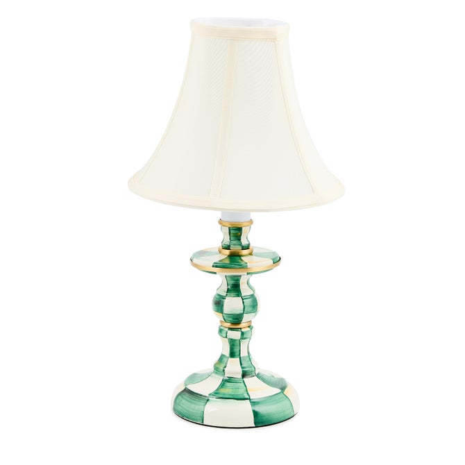 Emerald Check Candlestick Lamp