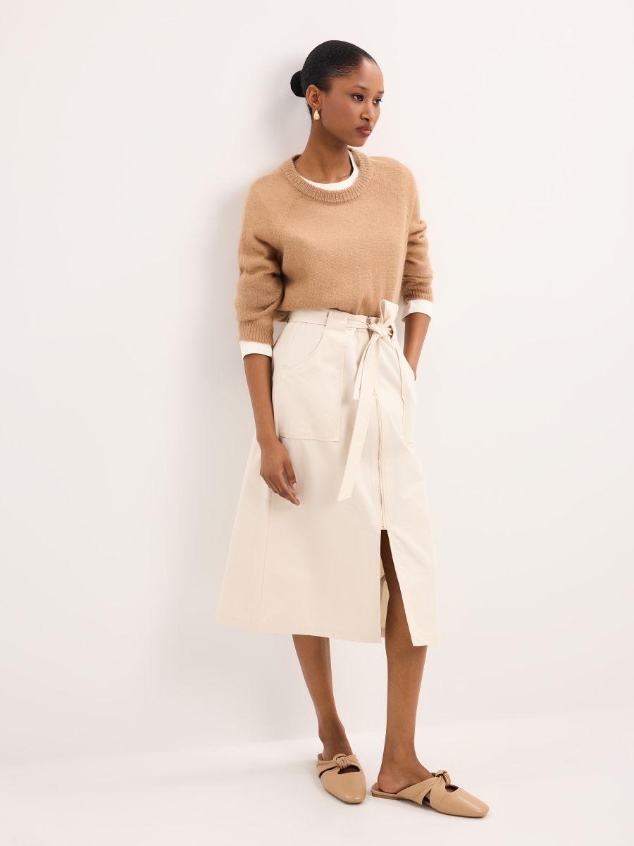 Bawełniana spódnica midi z wiązaniem