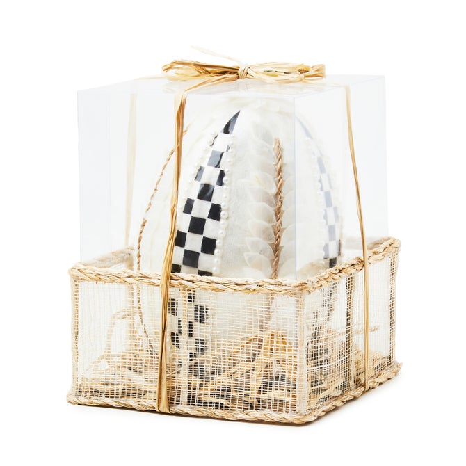 Courtly Noel Stripe Capiz Ball Ornaments, Set of 3