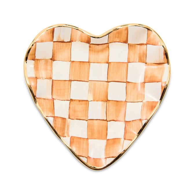 Ginger Check Fluted Heart Plate