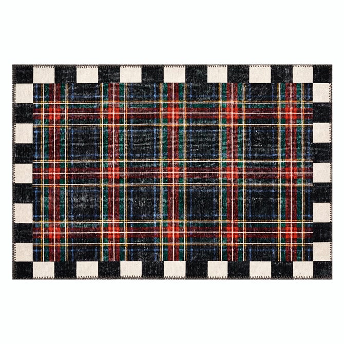 Stewart Tartan Black 2' x 3' Washable Rug