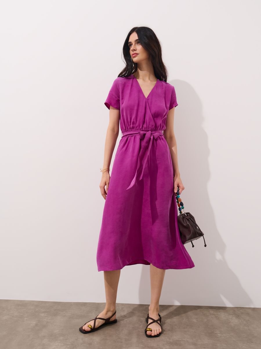 Sukienka midi z cupro i wiskozy