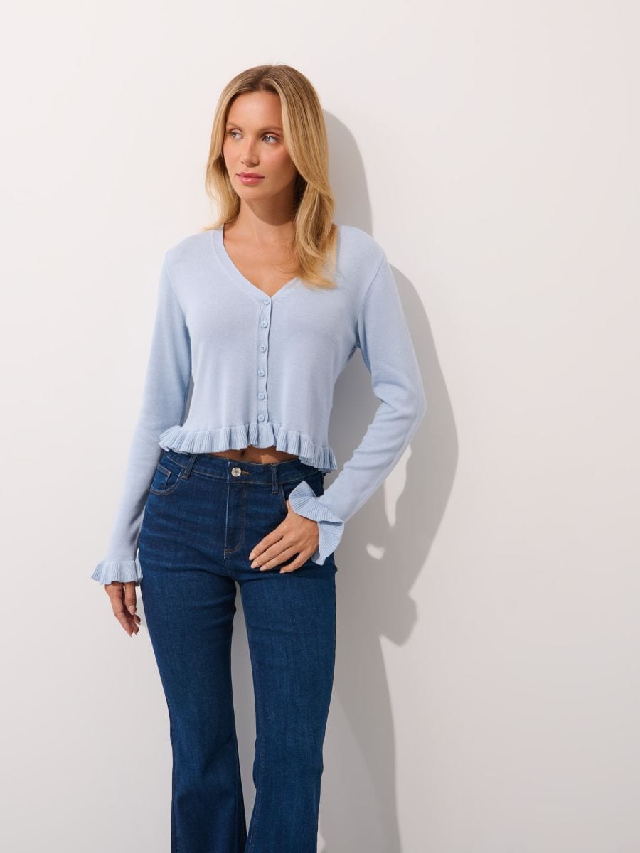 Błękitny kardigan z bawełny bambusowej