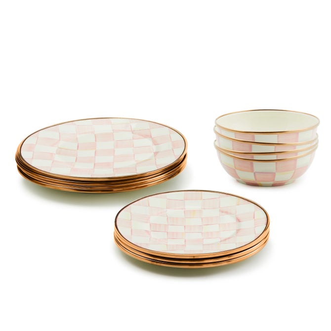 Rosy Check Dinnerware 12pc Complete Set