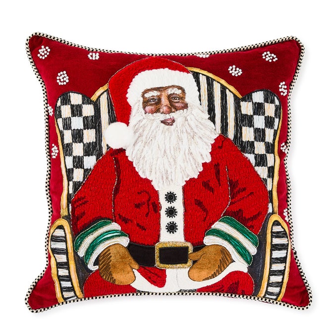 Holiday Black Santa Throw Pillow