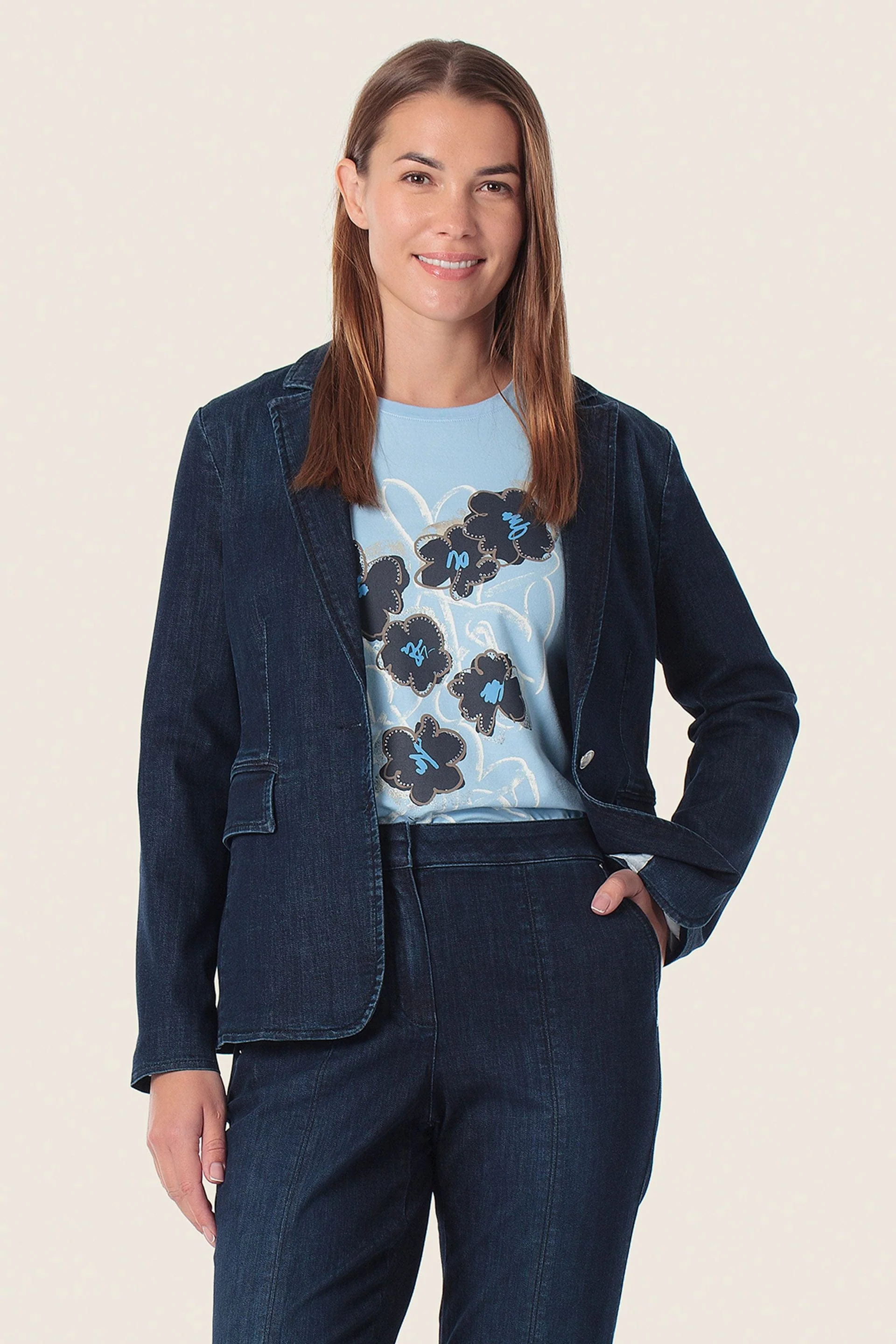 Denim Blazer Marineblau