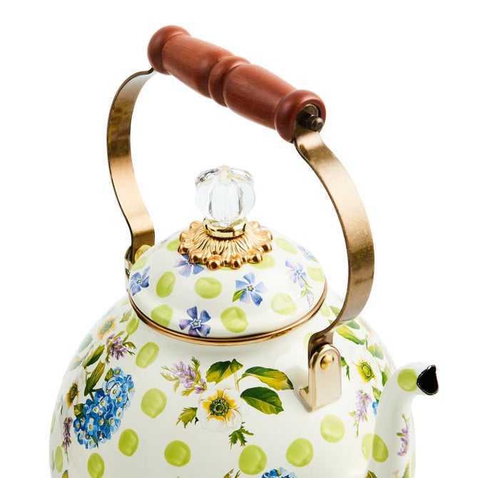 Wildflowers Green 3 Quart Tea Kettle