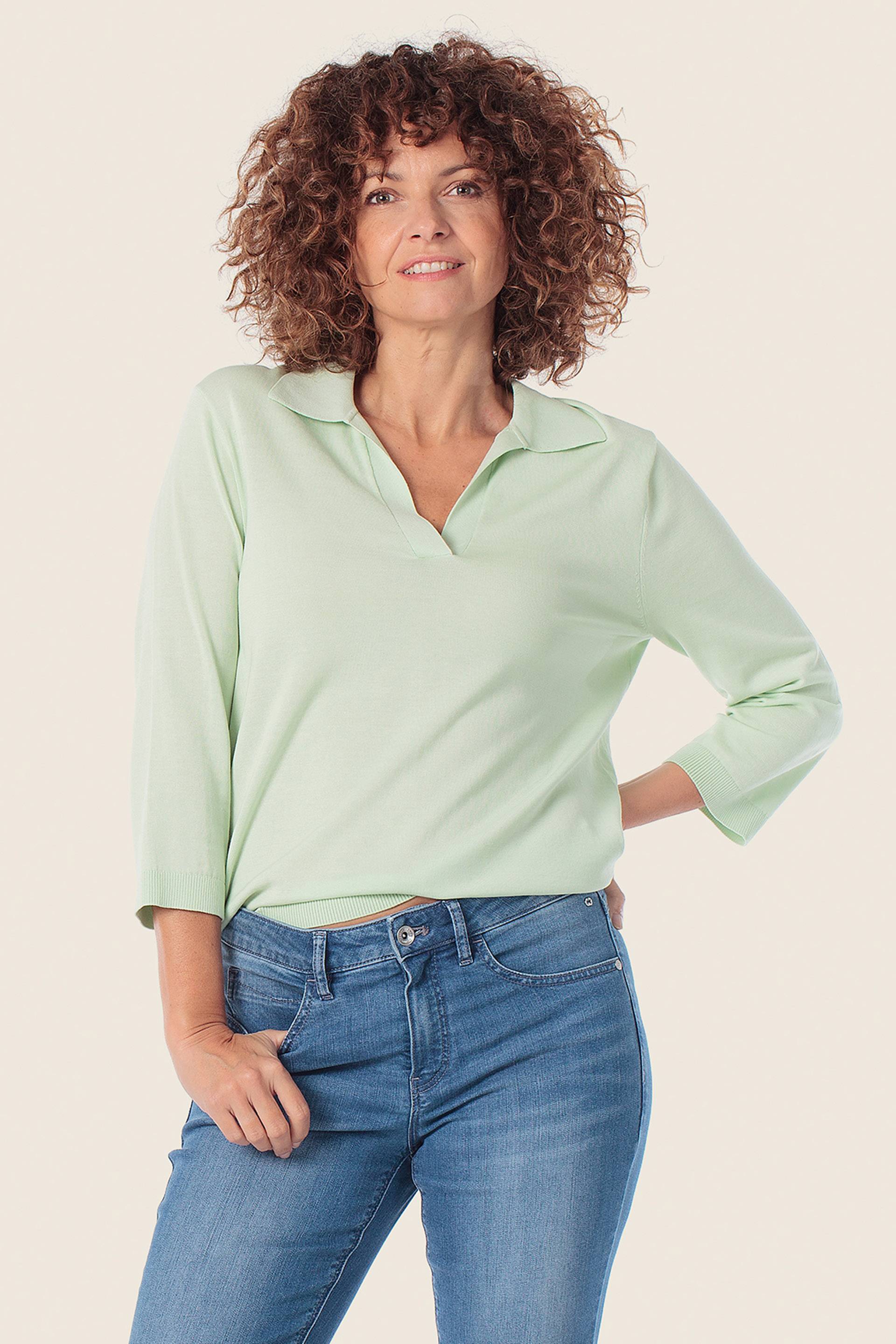Sweatshirt mit V-Ausschnitt und Polo-Kragen