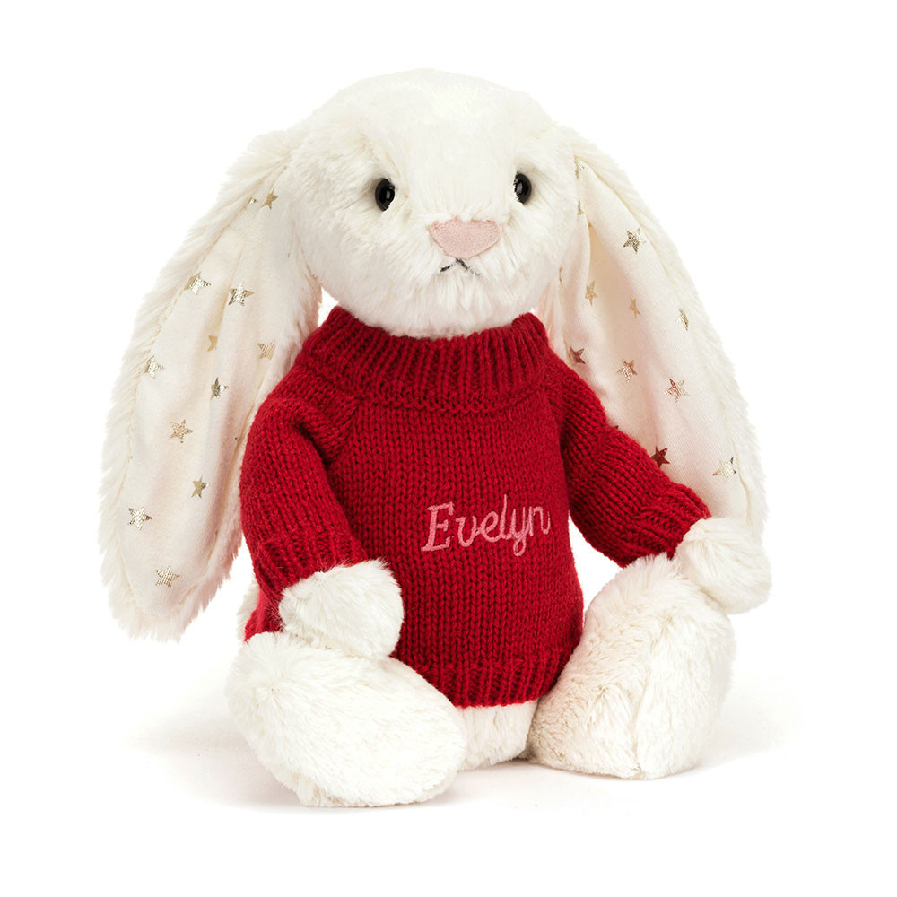 Bashful Twinkle Bunny With Personalised Red Jumper