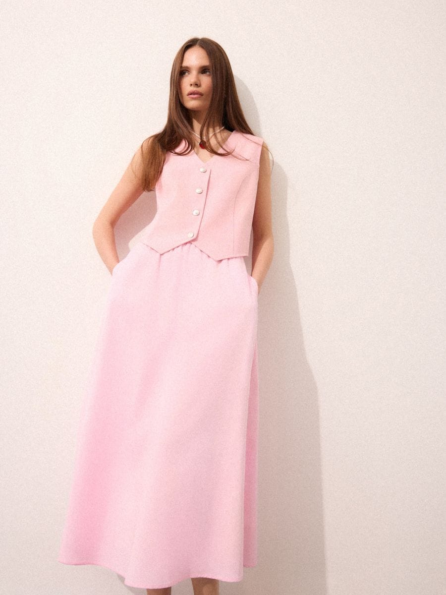 Bawełniana różowa spódnica midi