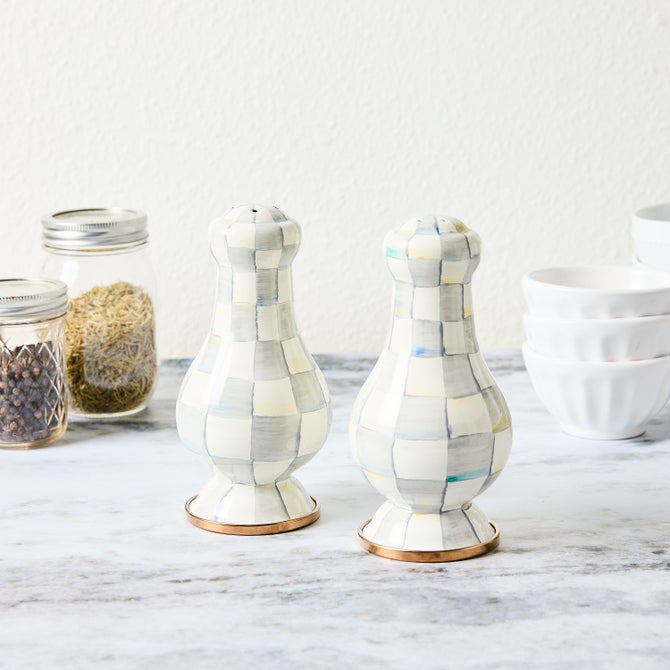 Sterling Check Large Salt & Pepper Shakers