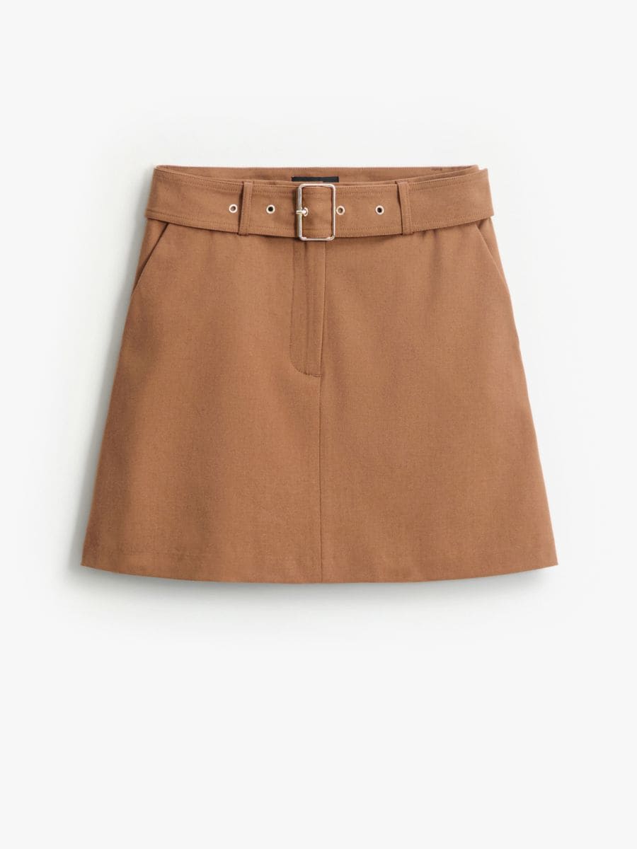 Brązowa spódnica mini z paskiem