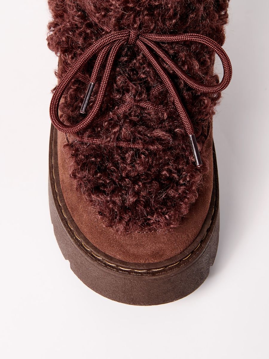 Skórzane brązowe śniegowce