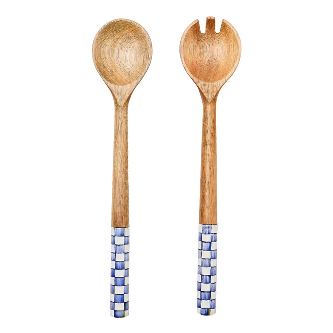 Royal Check Wood Salad Servers