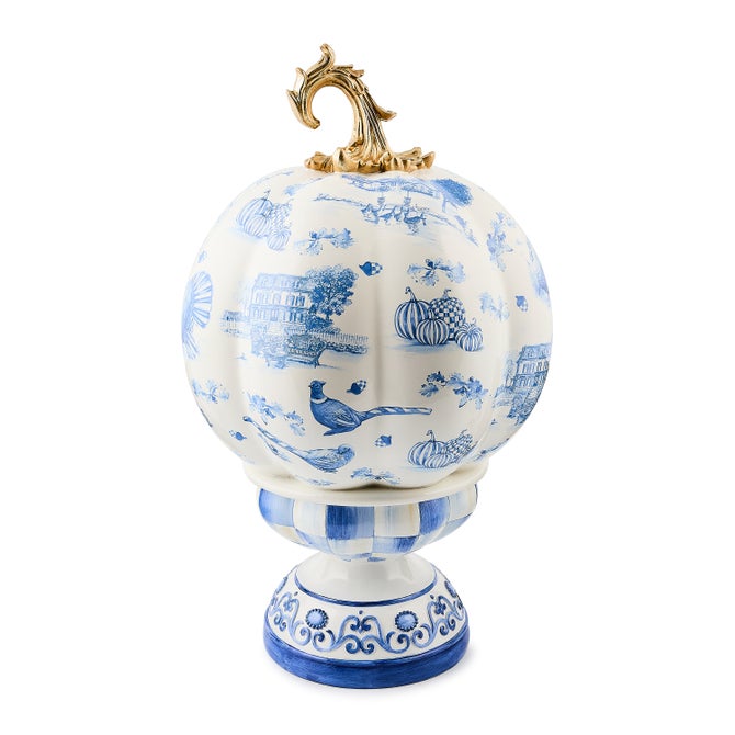 Royal Autumn Toile Short Pedestal Pumpkin