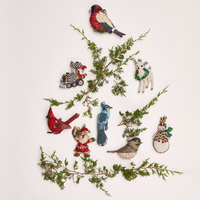 Holiday Beaded Ornaments, Set of 4