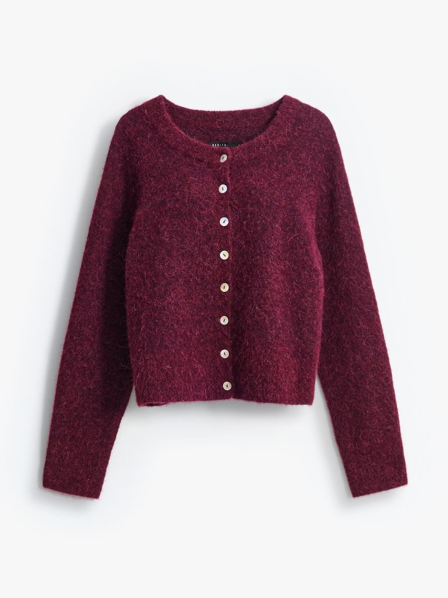 Bordowy kardigan z wełną