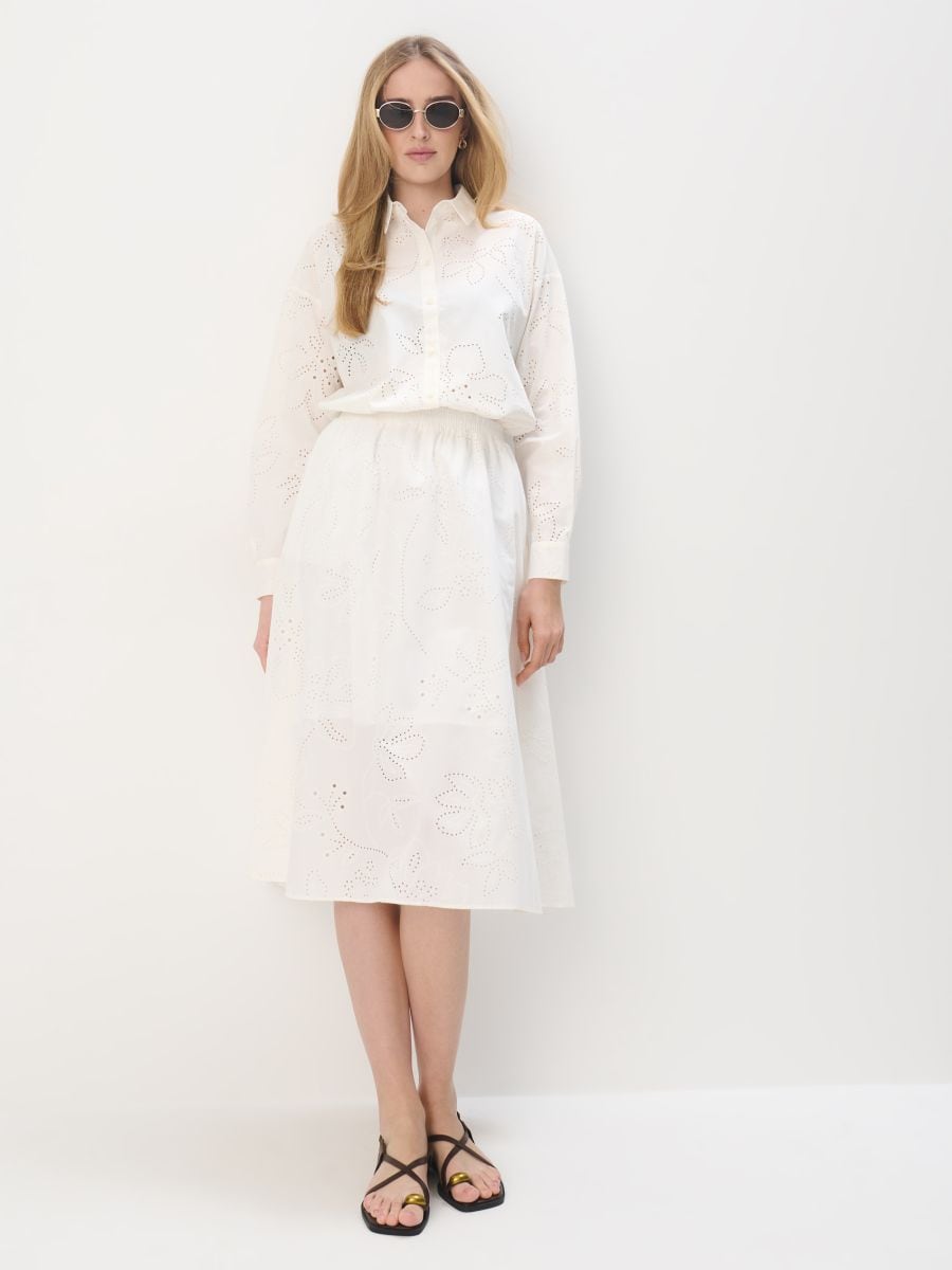 Bawełniana błękitna spódnica midi